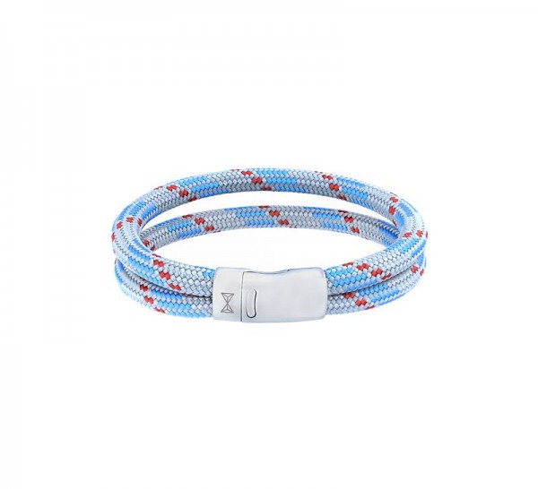 Aze Jewels - Armband AZ-BT002-B-210 Dubbel Polyester - Blauw/Rood/Grijs