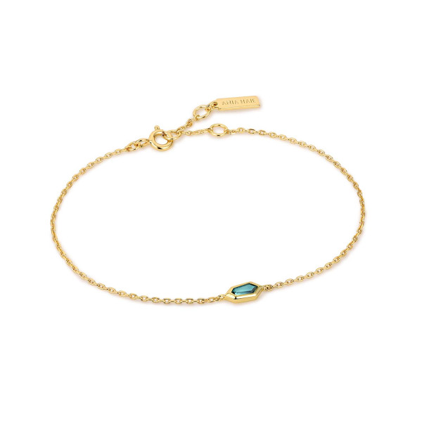 Ania Haie Teal Sparkle Emblem Chain armband B041-02G-G
