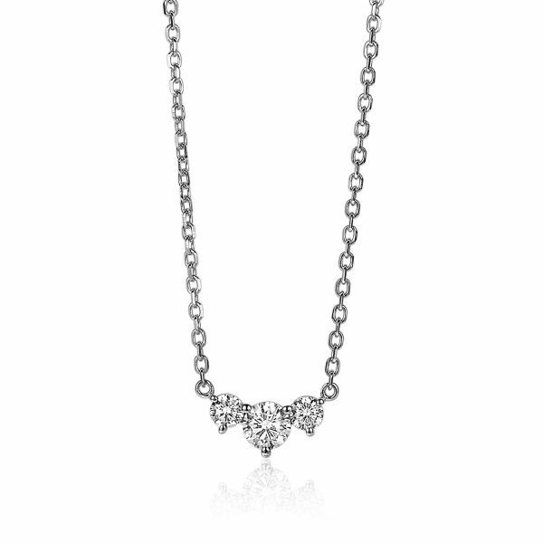 Zinzi - Zilveren Schakel Ketting ZIC2136 Ronde Zirkonia's