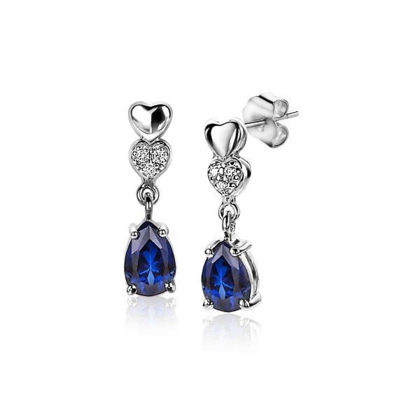 Zinzi - Zilveren Oorhangers zio2124 Blauwe Druppel