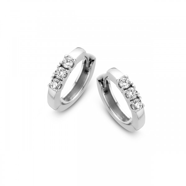 Briljant - Memoire Witgouden Klapcreolen 2x0,05crt Diamant