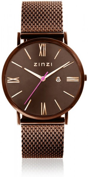 Zinzi - Roman ZIW515M Dameshorloge Bruin + Gratis Zinzi Armbandje