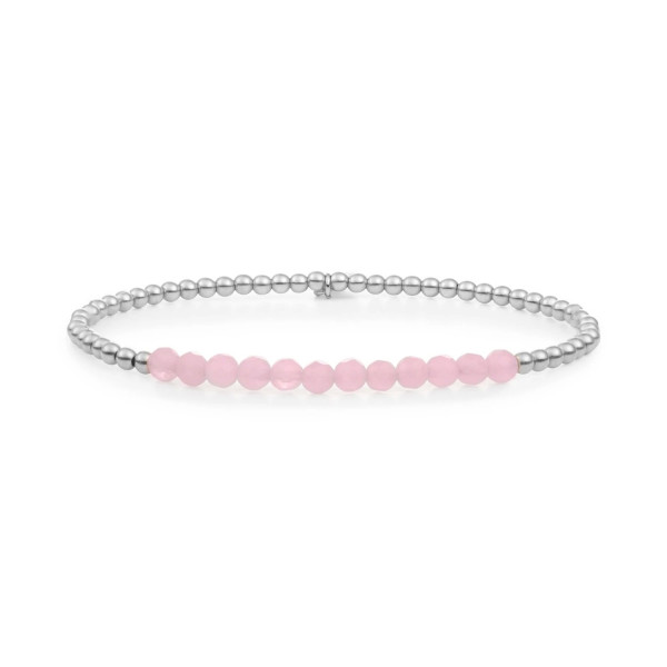 Sparkling Jewels - Universe Armband SB-GEM13-3MM-LINE Roze Quartz