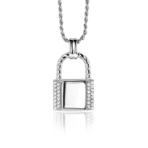 ZINZI zilveren hanger in de vorm van een slotje met witte zirkonia's ZIH2391L