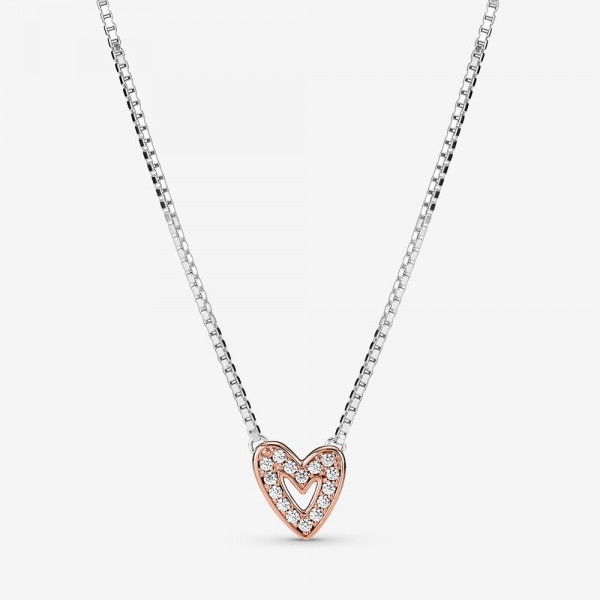 Pandora - Zilveren Collier 380089C01-45 Sprankelend Getekend Hart