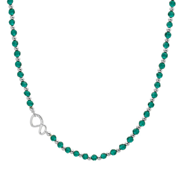 Sparkling Jewels Link Ketting Petrol Green Quartz Mix zilver NLK03S-G52-042