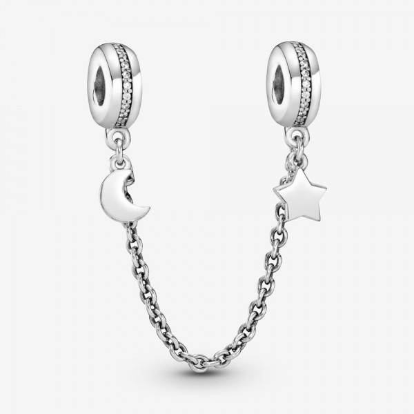 Pandora - Zilveren veiligheidsketting 797512CZ-05 Maan & Ster