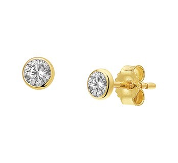 Gouden Oorknoppen Zirkonia 14KARAAT 4mm