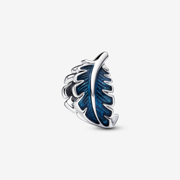 Pandora Blauwe ronde veer bedel 792576C01