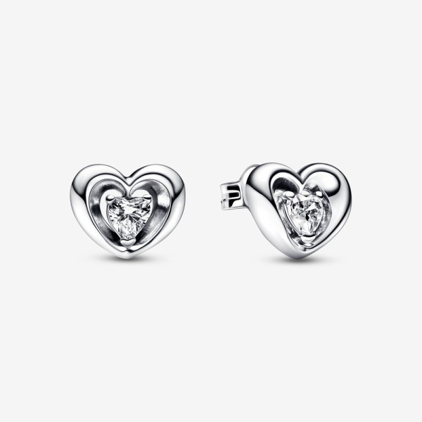 Pandora Stralend hart en zwevende steen oorstekers 292500C01