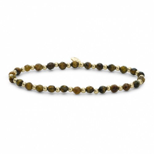 Sparkling Jewels Additional Damesarmband SBG-GEM09-3mm-MIX Tijgeroog Verguld Zilver