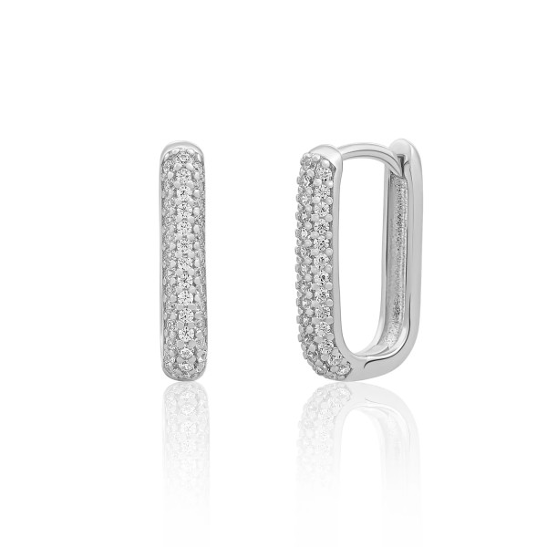 Sparkling Jewels Square Creolen CZ Zilver EAS24