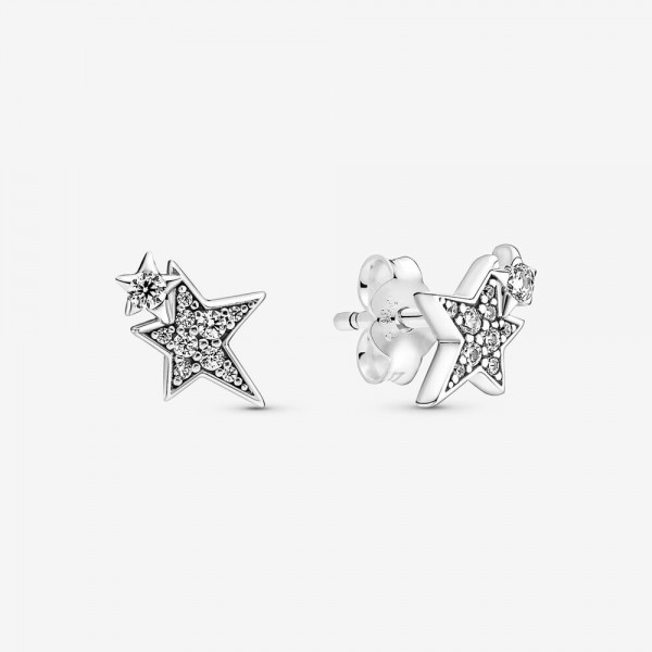 Pandora - Zilveren Oorknoppen 290012C01 Asymmetrische Sterren
