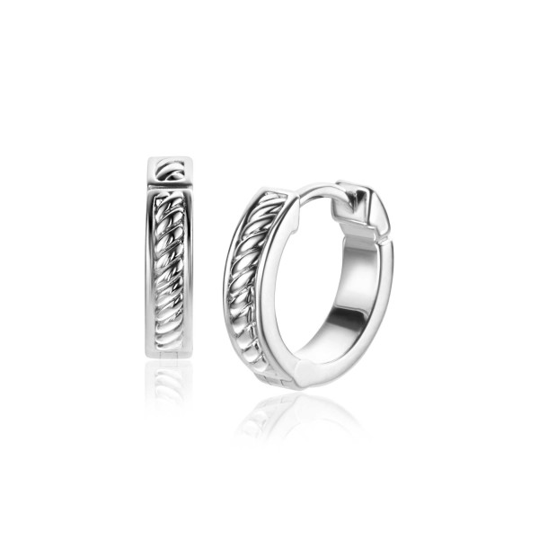 ZINZI zilveren oorringen met gedraaide bewerking 13 mm ZIO2395