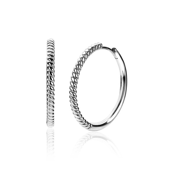 ZINZI zilveren oorringen gedraaid motief 25x2 mm ZIO2129