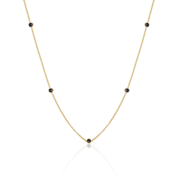 Sparkling Jewels Black Beads Ankerketting Goudkleurig SN-CBG-CZ02