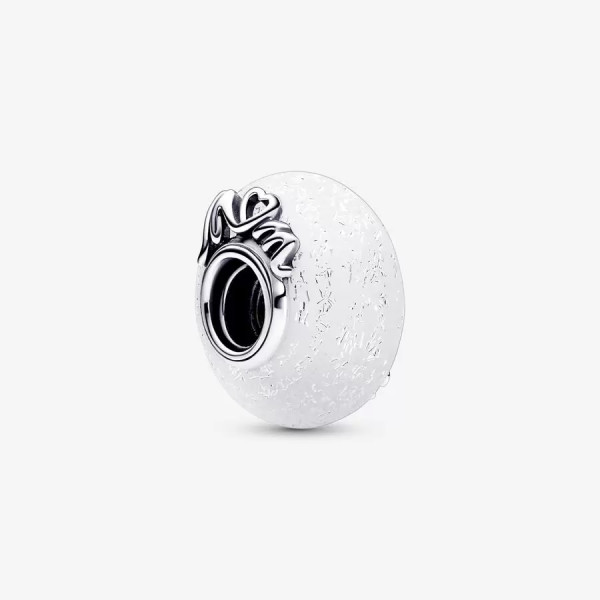 Pandora Glinsterend witte muranoglas medel met Mum & Love 792655C00