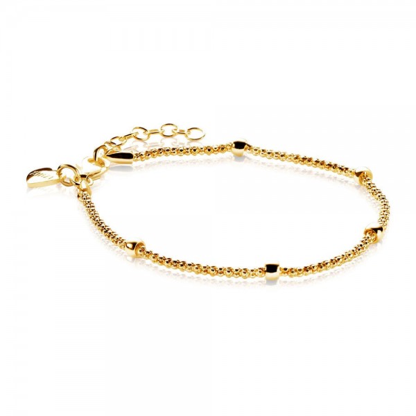Zinzi - Zilveren Armband ZIA1128G Goudkleurige Popcornschakel - 5 Beads