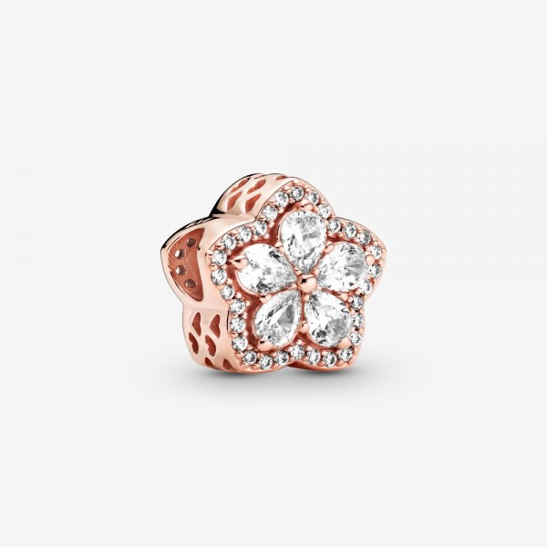 Pandora - Zilverkleurige Timeless Bedel 789224C01 Rosékleurige Sparkling Snowflake Pavé