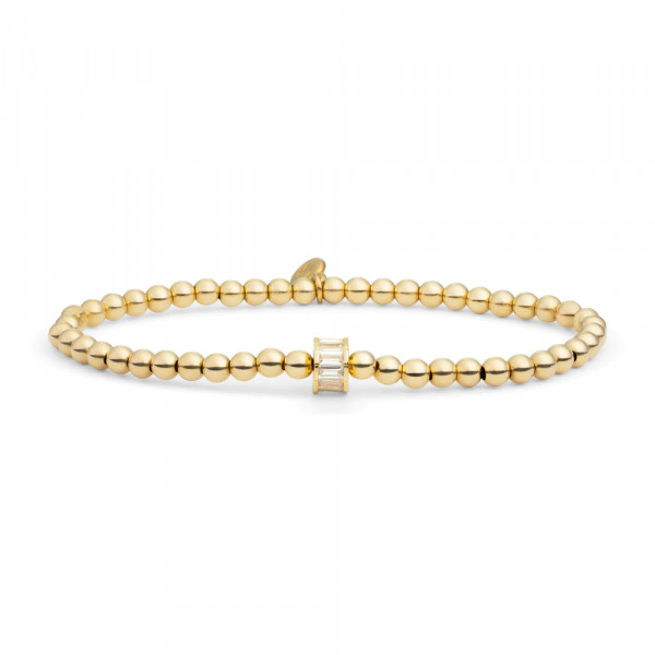 Sparkling Jewels - Goudkleurige Armband SB-G-4MM-BA Baguette Cylinder