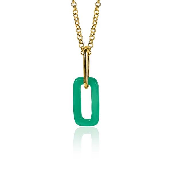 Zinzi - Zilveren Hanger ZIH2208G Groen Agaat