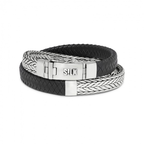 Silk - Combi Alpha Armband 362BLK.21 Zilver - Zwart