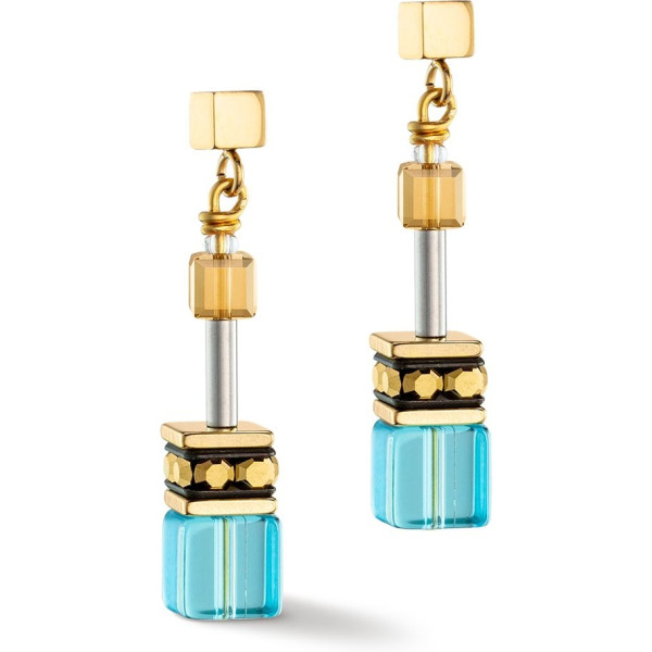Coeur de Lion Oorhangers GeoCube Turquoise 2838/21-0616