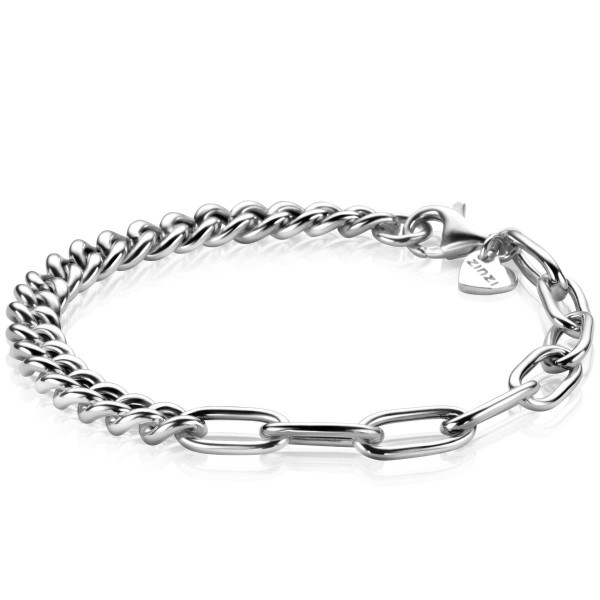 ZINZI Zilveren Multi-Schakelketting met Gourmet en paperclip schakels 6,7 mm ZIA2285