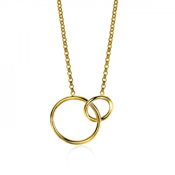 Zinzi - Zilveren Collier ZIC1278G GoudkleurigVerbonden Verbonden Ringen
