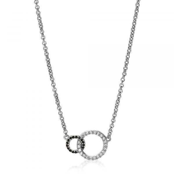 Zinzi - Zilveren Collier ZIC1987 Verbonden Cirkels - Zwart