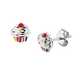 Zilveren Oorknopjes Cupcake