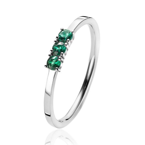 Zinzi - Zilveren Aanschuifring ZIR2127G56 Groene Zirkonia's