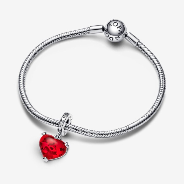 Pandora Disney Mickey & Minnie Mouse kus rode murangoglas hangende bedel 792522C01