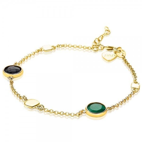 Zinzi - Zilveren Armband ZIA1869 Goudkleurig - Zwart/Groen