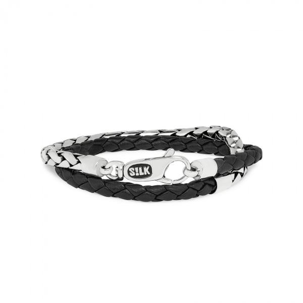 Silk - Fox 265BLK.19 Zilveren Armband - Half Leer