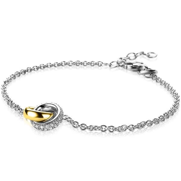 Zinzi - Zilveren Schakelarmband ZIA2102 Bicolor met Zirkonia's