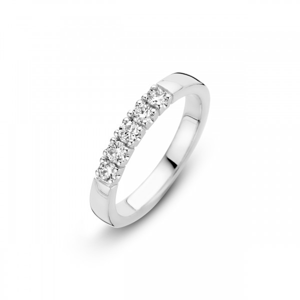 Briljant - Memoire Witgouden Damesring 5x0,07crt Diamant