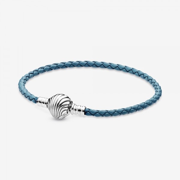 Pandora - Armband 598951C01-S2 Turquoise Gevlochten Leer