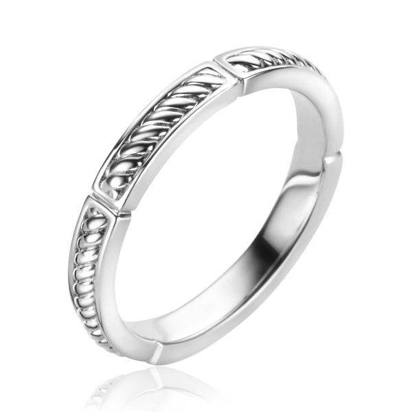 ZINZI zilveren aanschuifring met stoere gedraaide bewerking (3 mm breed) ZIR2395-58
