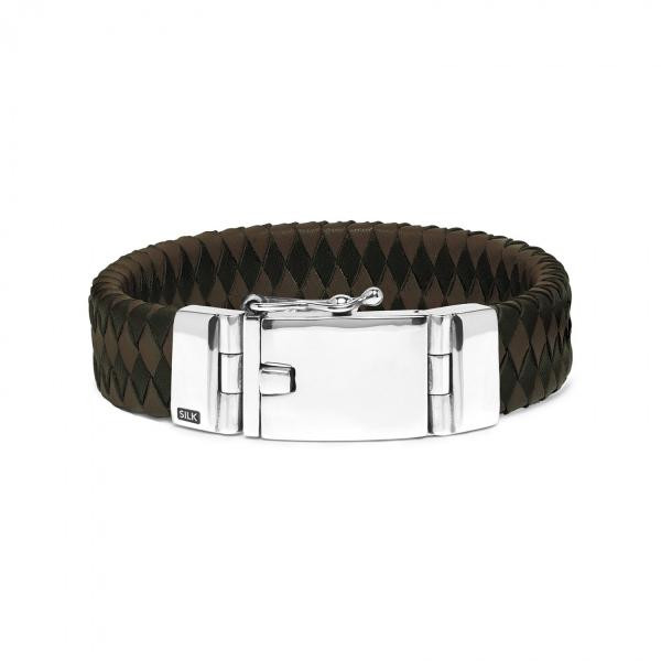 SILK Zilverkleurige armband met leer 641BBR.21