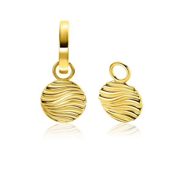 Zinzi Goudkleurige oorbedels rond met sierlijke golven 12 mm ZICH2450