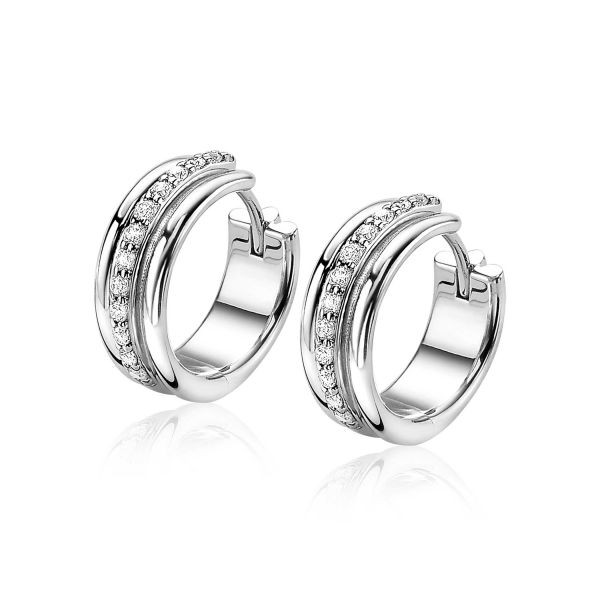 Zinzi - Zilveren Luxe Creolen ZIO2049 Zirkonia's