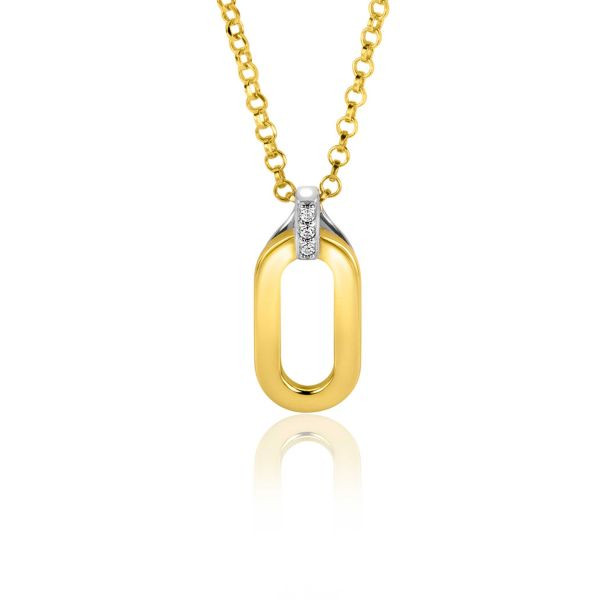Zinzi - Zilveren Collier ZIH2248 Ovale Bicolor Hanger