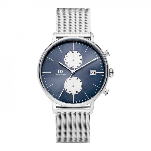 Danish Design Steel Herenhorloge Quartz Chronograaf IQ72Q975 Zilverkleurig MetallicBlauw