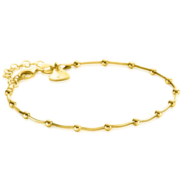 Zinzi Goudkleurige Slangen armband met geslepen schakels en 15 glanzende bolletjes ZIA2471G