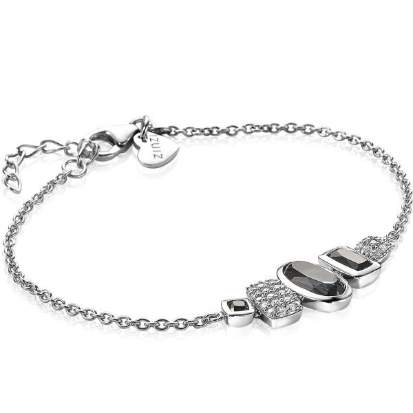 Zinzi - Zilveren Armband ZIA1944 Zwarte Kleursteen