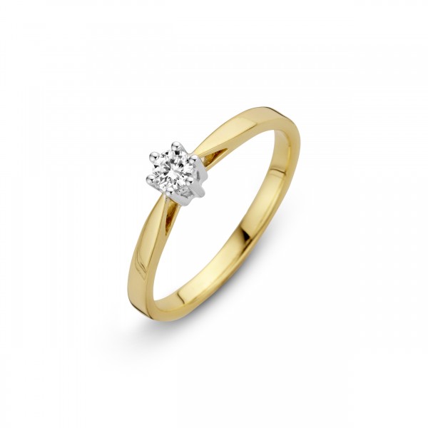 Briljant - Classico Geelgouden Damesring 0,18crt Diamant