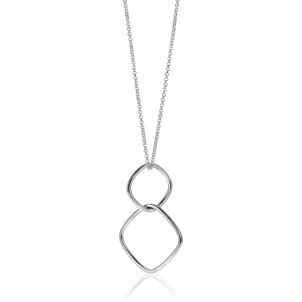 Zinzi - Zilveren Collier ZIC2096 Vierkante Hangers