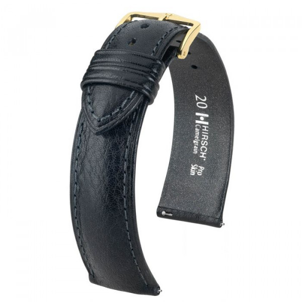 Hirsch Camelgrain horlogeband zwart XL 18mm