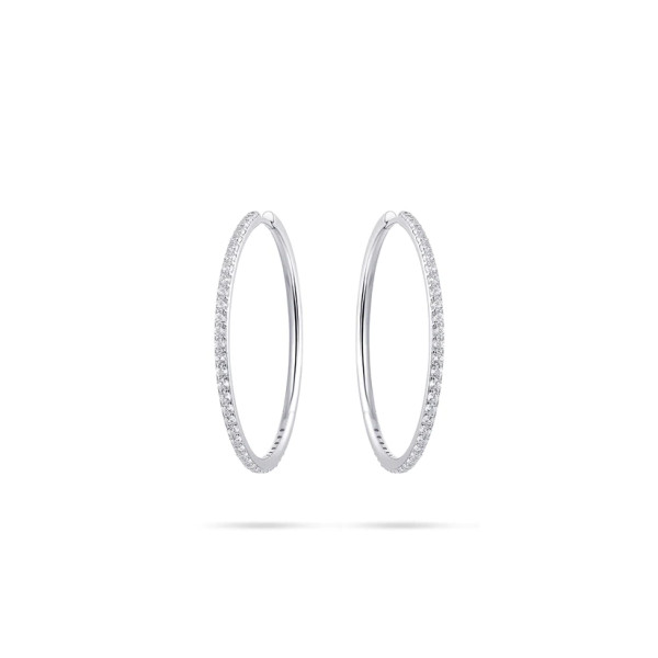 Zilveren Oorringen Zirkonia 40mm - 2mm dik